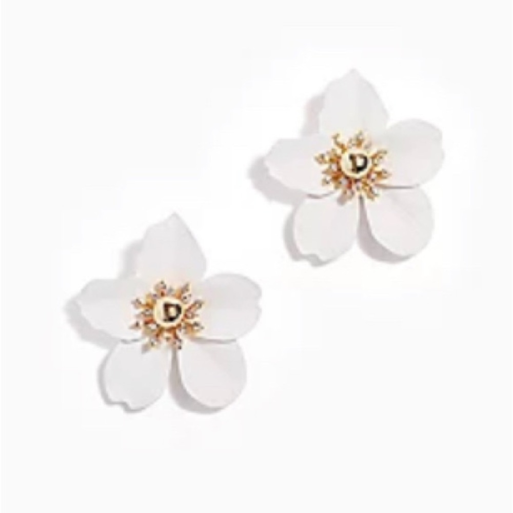 Lilly Pulitzer Oversize Orchid Earrings White and Gold